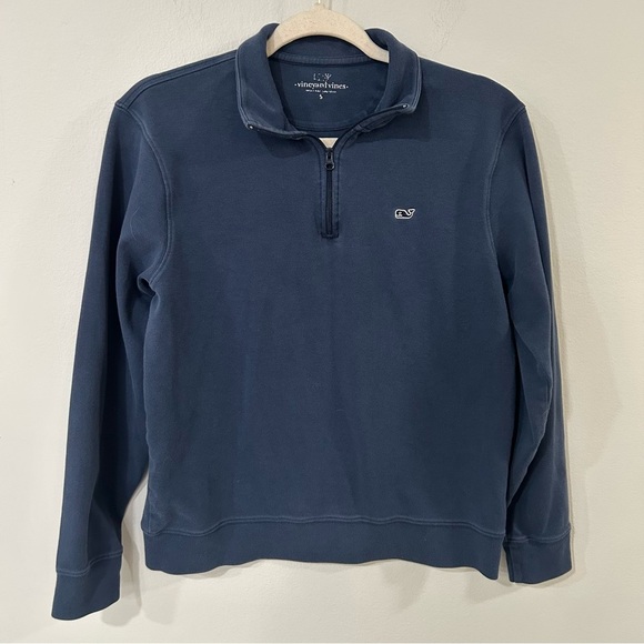 Vineyard Vines Navy Blue Quarter-Zip Collar Pullover Sweater Men’s Size Small - Picture 1 of 5